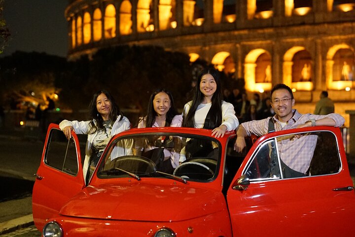 Explore Night Life in Rome with A Vintage Car Fiat 500
